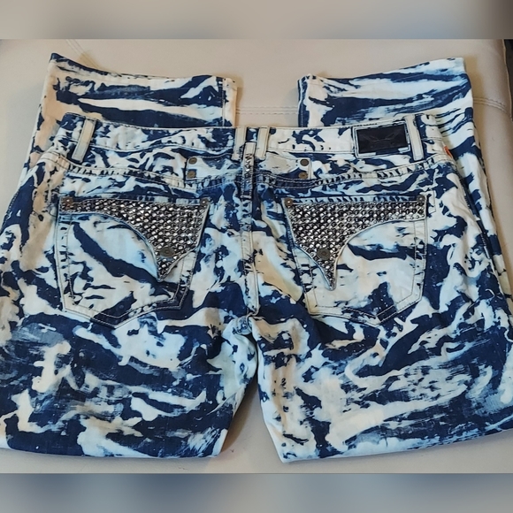 ROBIN'S JEAN LNG FLP MEN'S ACID DYE STUDDED POCKETS BOOT LEG JEANS SIZE 42 X 30 - Picture 6 of 12